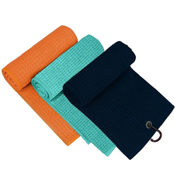 Microfiber Golf Towel (16" X 16") with Carabiner Clip - Microfiber Golf Towel (16" X 16") with Carabiner Clip - Image 1 of 2