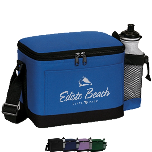 600D Insulated 6 Pack Cooler Bag w/ Mesh Pocket 9"x 6.5"x 6" - 600D Insulated 6 Pack Cooler Bag w/ Mesh Pocket 9"x 6.5"x 6" - Image 0 of 6