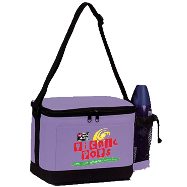 600D Insulated 6 Pack Cooler Bag w/ Mesh Pocket 9"x 6.5"x 6" - 600D Insulated 6 Pack Cooler Bag w/ Mesh Pocket 9"x 6.5"x 6" - Image 1 of 6