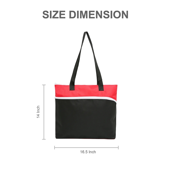 Two-Tone Large Front Zipper Tote - Two-Tone Large Front Zipper Tote - Image 1 of 9