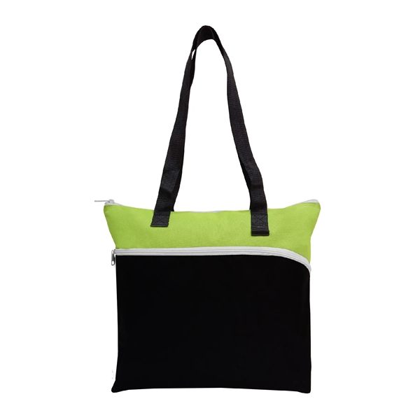 Two-Tone Large Front Zipper Tote - Two-Tone Large Front Zipper Tote - Image 8 of 9