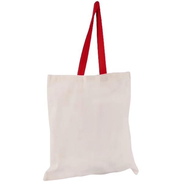 Eco-Friendly 100% Cotton Canvas Tote Bag W/ Color Handles - Eco-Friendly 100% Cotton Canvas Tote Bag W/ Color Handles - Image 3 of 25