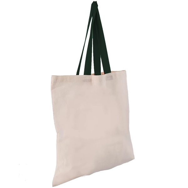 Eco-Friendly 100% Cotton Canvas Tote Bag W/ Color Handles - Eco-Friendly 100% Cotton Canvas Tote Bag W/ Color Handles - Image 4 of 25