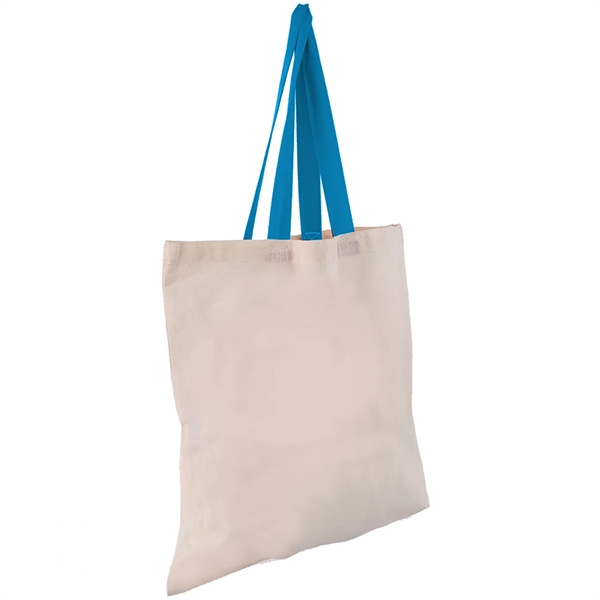 Eco-Friendly 100% Cotton Canvas Tote Bag W/ Color Handles - Eco-Friendly 100% Cotton Canvas Tote Bag W/ Color Handles - Image 7 of 25