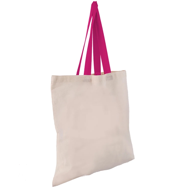 Eco-Friendly 100% Cotton Canvas Tote Bag W/ Color Handles - Eco-Friendly 100% Cotton Canvas Tote Bag W/ Color Handles - Image 11 of 25