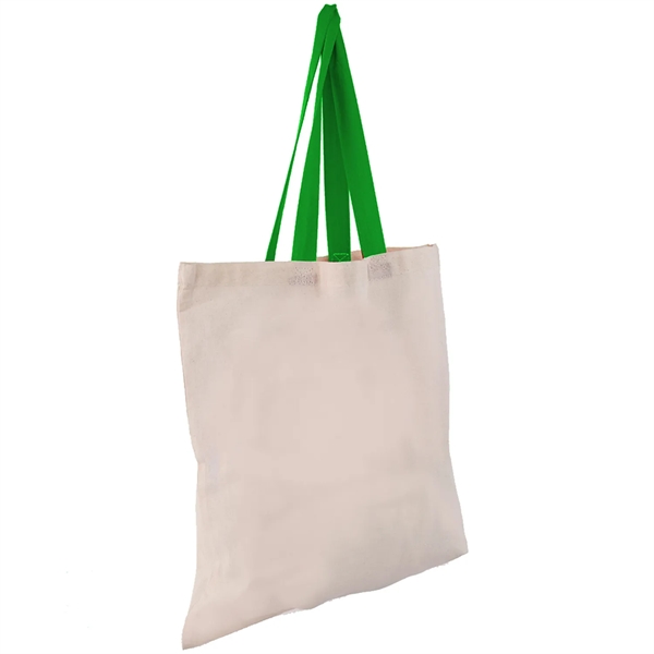 Eco-Friendly 100% Cotton Canvas Tote Bag W/ Color Handles - Eco-Friendly 100% Cotton Canvas Tote Bag W/ Color Handles - Image 12 of 25