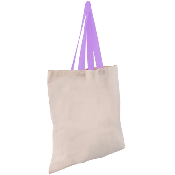 Eco-Friendly 100% Cotton Canvas Tote Bag W/ Color Handles - Eco-Friendly 100% Cotton Canvas Tote Bag W/ Color Handles - Image 13 of 25