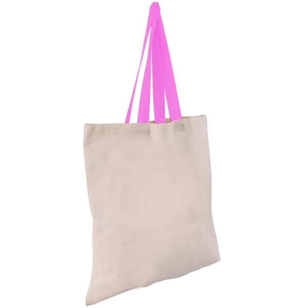 Eco-Friendly 100% Cotton Canvas Tote Bag W/ Color Handles - Eco-Friendly 100% Cotton Canvas Tote Bag W/ Color Handles - Image 14 of 25