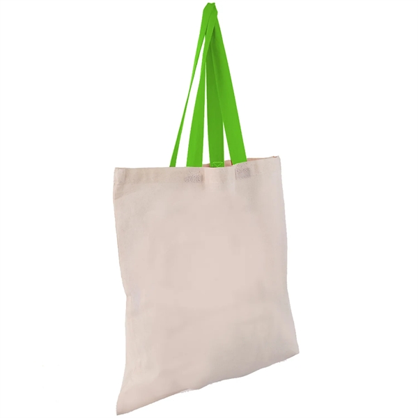 Eco-Friendly 100% Cotton Canvas Tote Bag W/ Color Handles - Eco-Friendly 100% Cotton Canvas Tote Bag W/ Color Handles - Image 15 of 25