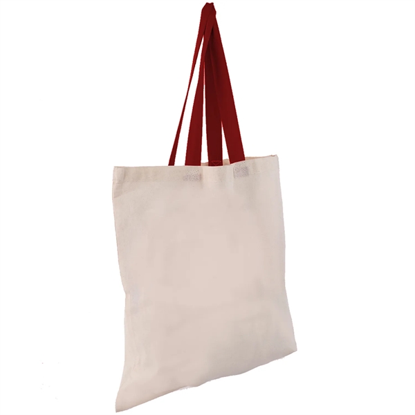 Eco-Friendly 100% Cotton Canvas Tote Bag W/ Color Handles - Eco-Friendly 100% Cotton Canvas Tote Bag W/ Color Handles - Image 16 of 25