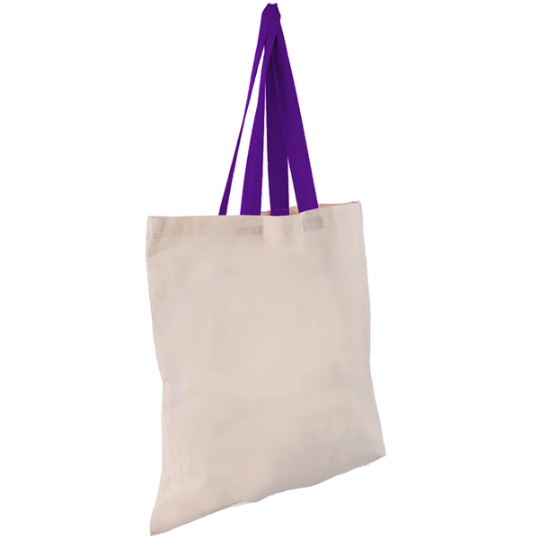 Eco-Friendly 100% Cotton Canvas Tote Bag W/ Color Handles - Eco-Friendly 100% Cotton Canvas Tote Bag W/ Color Handles - Image 19 of 25