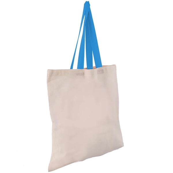 Eco-Friendly 100% Cotton Canvas Tote Bag W/ Color Handles - Eco-Friendly 100% Cotton Canvas Tote Bag W/ Color Handles - Image 22 of 25