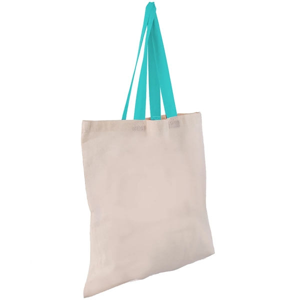 Eco-Friendly 100% Cotton Canvas Tote Bag W/ Color Handles - Eco-Friendly 100% Cotton Canvas Tote Bag W/ Color Handles - Image 24 of 25