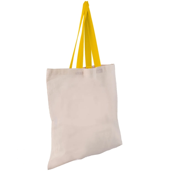 Eco-Friendly 100% Cotton Canvas Tote Bag W/ Color Handles - Eco-Friendly 100% Cotton Canvas Tote Bag W/ Color Handles - Image 25 of 25