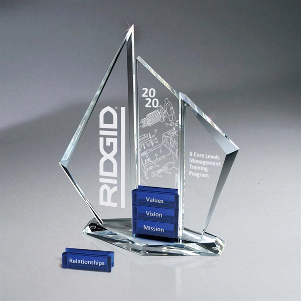 Optic Crystal Tri-Pinnacle Tower Award
