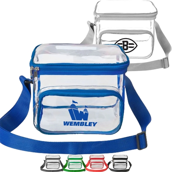 Large Stadium Clear PVC Lunch Bag w/ Front Zipper Pocket - Large Stadium Clear PVC Lunch Bag w/ Front Zipper Pocket - Image 0 of 11