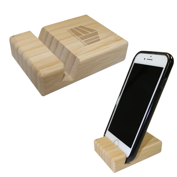 Bamboo Block Phone Stand - Bamboo Block Phone Stand - Image 2 of 3