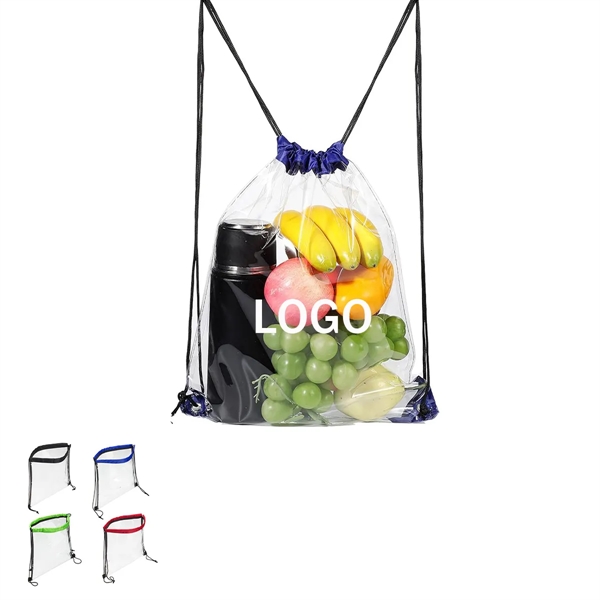 PVC Clear Drawstring Bag - PVC Clear Drawstring Bag - Image 0 of 4