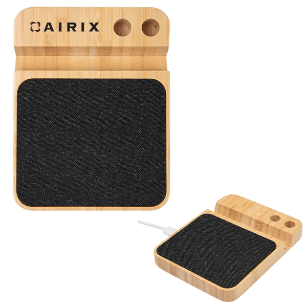 10W Bamboo Wireless Charger With Pen Holder - 10W Bamboo Wireless Charger With Pen Holder - Image 3 of 3