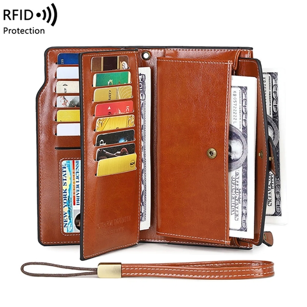 Women's RFID Blocking Leather Clutch Wallet - Women's RFID Blocking Leather Clutch Wallet - Image 2 of 4