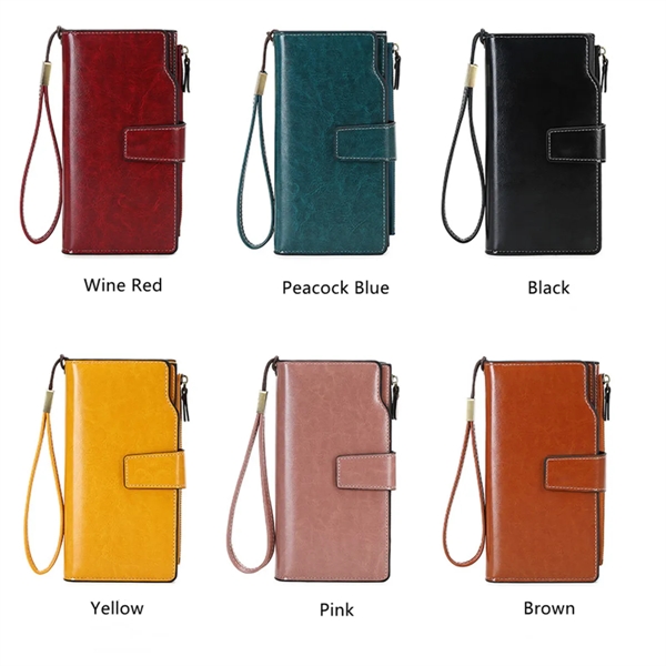 Women's RFID Blocking Leather Clutch Wallet - Women's RFID Blocking Leather Clutch Wallet - Image 4 of 4