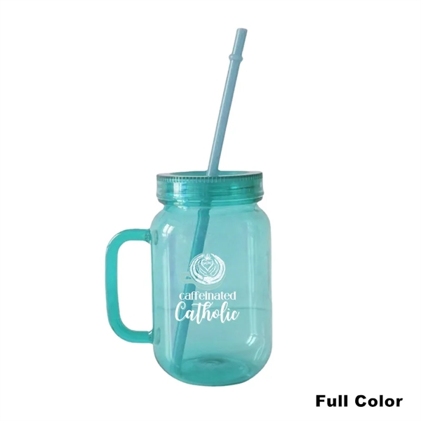 16/20 oz Acrylic Mason Jar Drinking Mug With Handle & Straw - 16/20 oz Acrylic Mason Jar Drinking Mug With Handle & Straw - Image 5 of 13