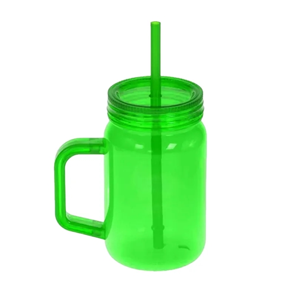 16/20 oz Acrylic Mason Jar Drinking Mug With Handle & Straw - 16/20 oz Acrylic Mason Jar Drinking Mug With Handle & Straw - Image 10 of 13