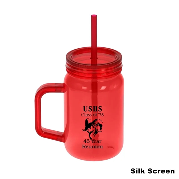 16/20 oz Acrylic Mason Jar Drinking Mug With Handle & Straw - 16/20 oz Acrylic Mason Jar Drinking Mug With Handle & Straw - Image 6 of 13