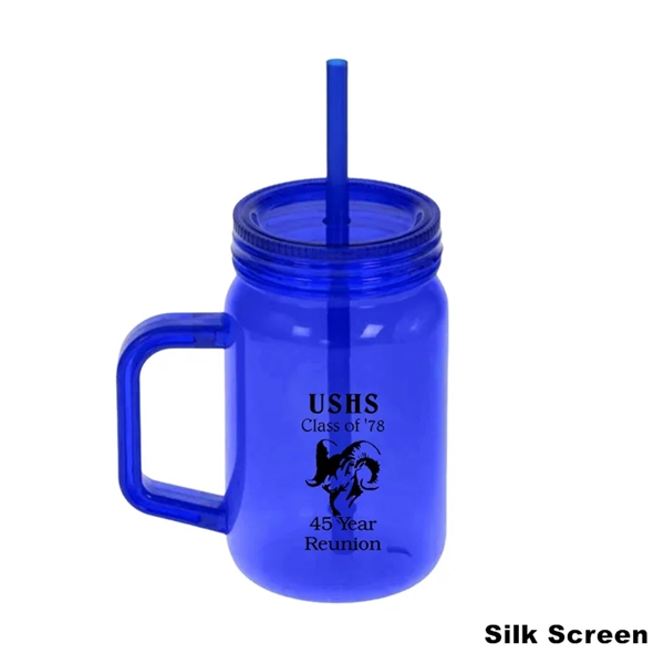 16/20 oz Acrylic Mason Jar Drinking Mug With Handle & Straw - 16/20 oz Acrylic Mason Jar Drinking Mug With Handle & Straw - Image 7 of 13