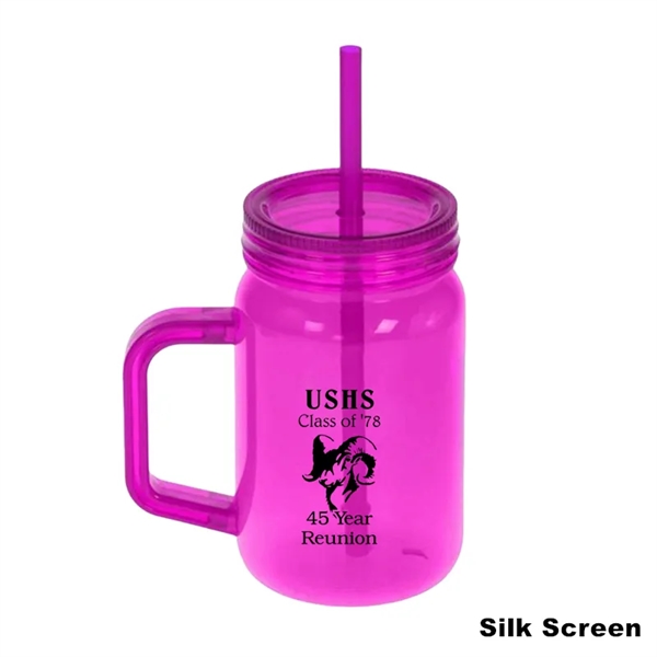 16/20 oz Acrylic Mason Jar Drinking Mug With Handle & Straw - 16/20 oz Acrylic Mason Jar Drinking Mug With Handle & Straw - Image 8 of 13