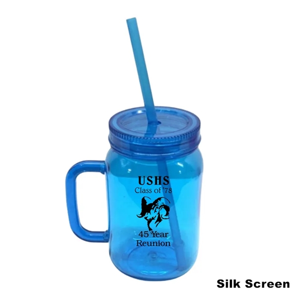 16/20 oz Acrylic Mason Jar Drinking Mug With Handle & Straw - 16/20 oz Acrylic Mason Jar Drinking Mug With Handle & Straw - Image 9 of 13