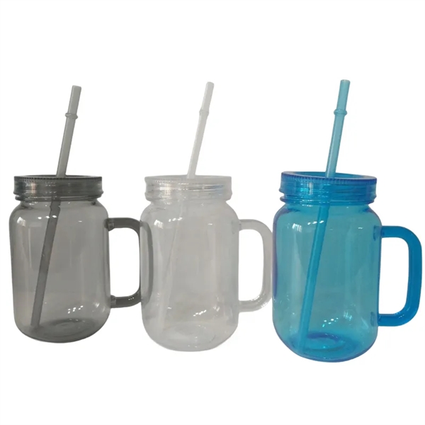 16/20 oz Acrylic Mason Jar Drinking Mug With Handle & Straw - 16/20 oz Acrylic Mason Jar Drinking Mug With Handle & Straw - Image 11 of 13