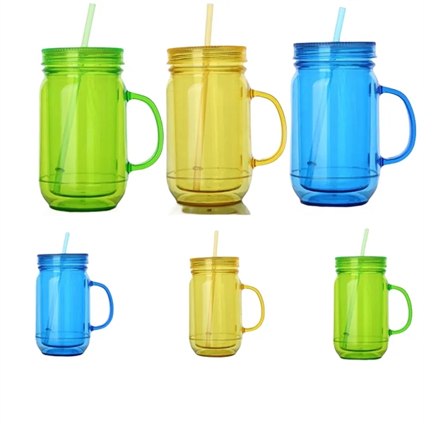 16/20 oz Acrylic Mason Jar Drinking Mug With Handle & Straw - 16/20 oz Acrylic Mason Jar Drinking Mug With Handle & Straw - Image 12 of 13