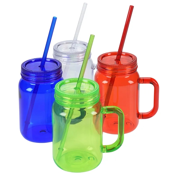 16/20 oz Acrylic Mason Jar Drinking Mug With Handle & Straw - 16/20 oz Acrylic Mason Jar Drinking Mug With Handle & Straw - Image 13 of 13