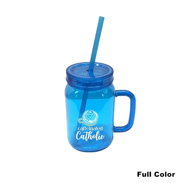 16/20 oz Acrylic Mason Jar Drinking Mug With Handle & Straw - 16/20 oz Acrylic Mason Jar Drinking Mug With Handle & Straw - Image 4 of 13