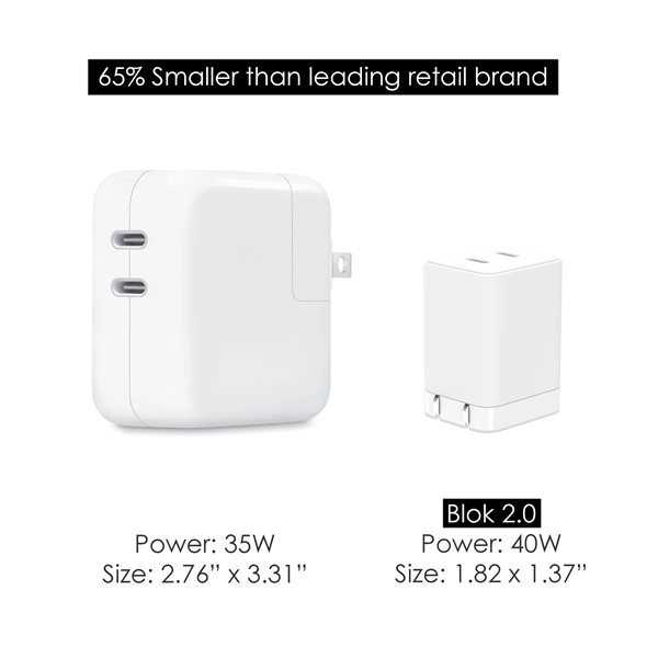 Blok 2.0 - 40W Dual USB-C Charing Block Featuring Gan Tech - Blok 2.0 - 40W Dual USB-C Charing Block Featuring Gan Tech - Image 2 of 3