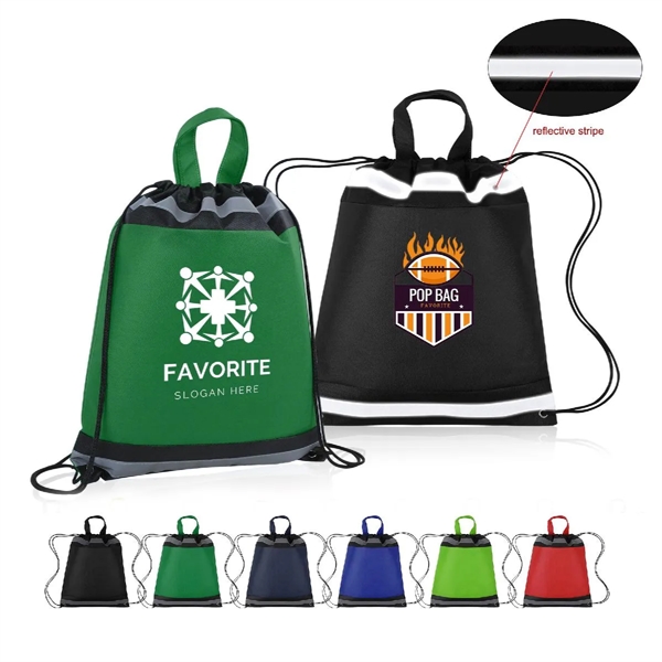 REFLECTIVE NON-WOVEN DRAWSTRING BACKPACK - REFLECTIVE NON-WOVEN DRAWSTRING BACKPACK - Image 0 of 8