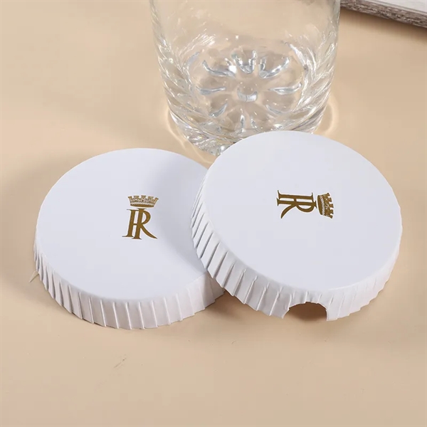 Round White Printed Paper Cover Lid for Glass Cup - Round White Printed Paper Cover Lid for Glass Cup - Image 4 of 7