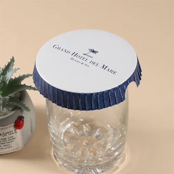 Round White Printed Paper Cover Lid for Glass Cup - Round White Printed Paper Cover Lid for Glass Cup - Image 5 of 7