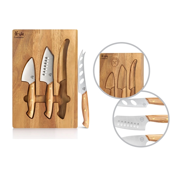 Cangshan 3-Piece Olive Wood Cheese Knife Set w/Cheese Board - Cangshan 3-Piece Olive Wood Cheese Knife Set w/Cheese Board - Image 9 of 9