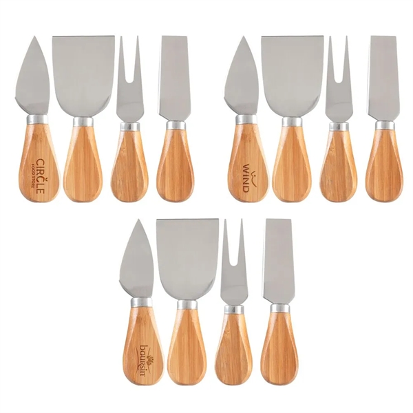 4- Piece Bamboo Cheese Tool Set