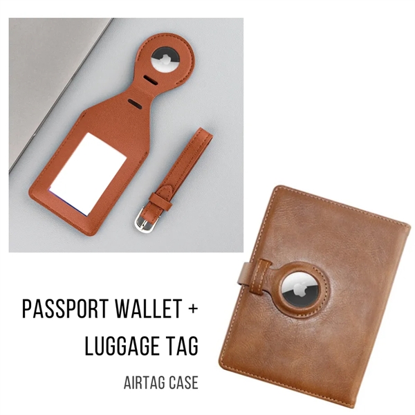 RFID Passport Wallet + Luggage Tag w/ Apple Tracker  Holder - RFID Passport Wallet + Luggage Tag w/ Apple Tracker  Holder - Image 0 of 9