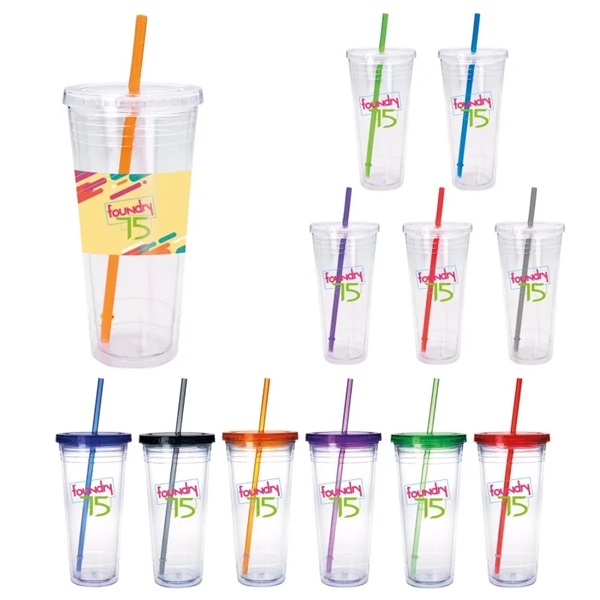 Clear Tumbler with Colored Lid - 24 oz. - Clear Tumbler with Colored Lid - 24 oz. - Image 27 of 28