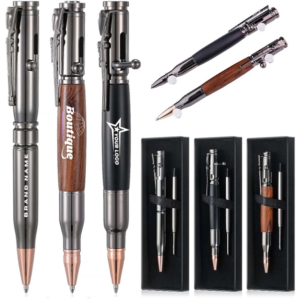 Metal and Wood Bolt Action Ballpoint Pen - Metal and Wood Bolt Action Ballpoint Pen - Image 0 of 8