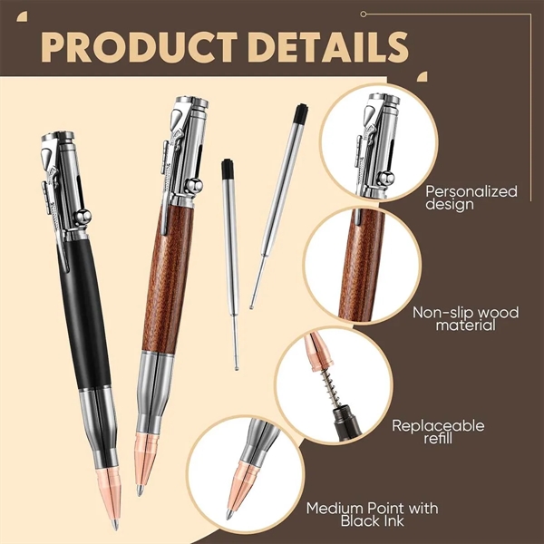 Metal and Wood Bolt Action Ballpoint Pen - Metal and Wood Bolt Action Ballpoint Pen - Image 6 of 8