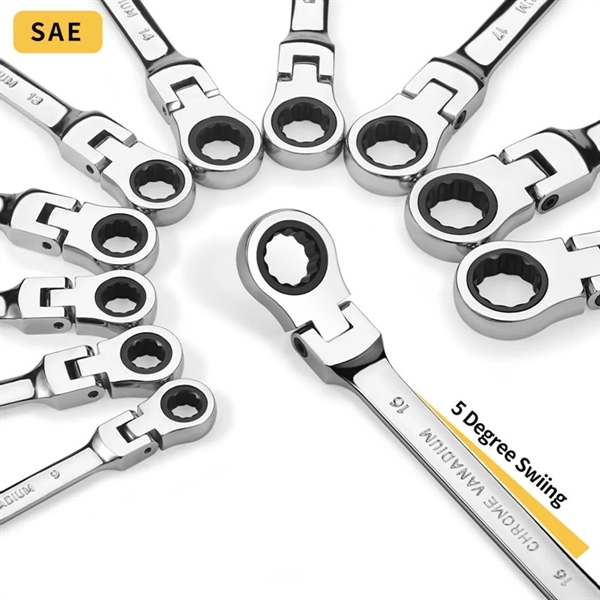 12pcs Flexible Ratchet Wrench Set - 12pcs Flexible Ratchet Wrench Set - Image 6 of 7