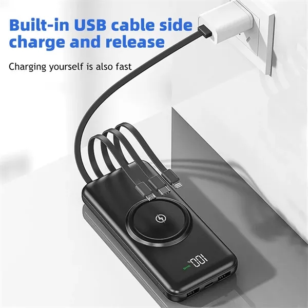 4 Built in Charging Cable 10000mAh Wireless Power Bank - 4 Built in Charging Cable 10000mAh Wireless Power Bank - Image 2 of 4