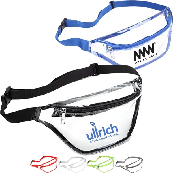 Waterproof Clear Stadium Fanny Pack w/ A Zipper Pockets - Waterproof Clear Stadium Fanny Pack w/ A Zipper Pockets - Image 0 of 12