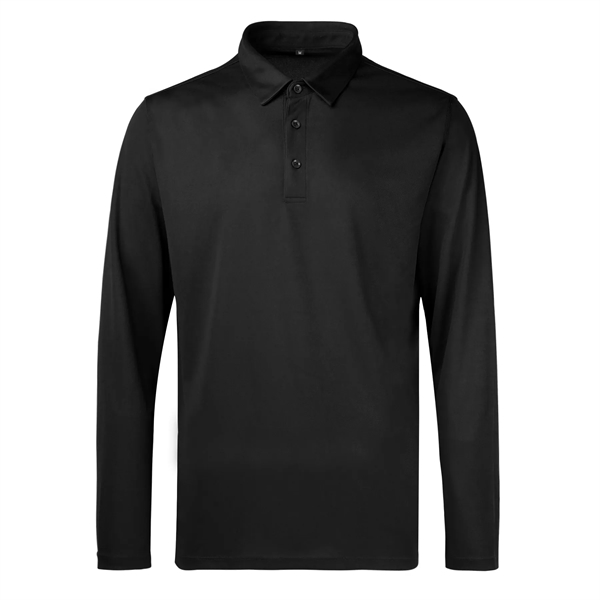 Men's Sport Micro Pique Long Sleeve Polo Shirt - Men's Sport Micro Pique Long Sleeve Polo Shirt - Image 4 of 5