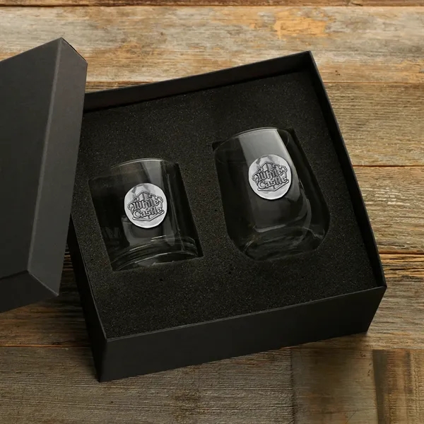 Stemless Wine and Rocks Glass Set with Medallion - Stemless Wine and Rocks Glass Set with Medallion - Image 0 of 0